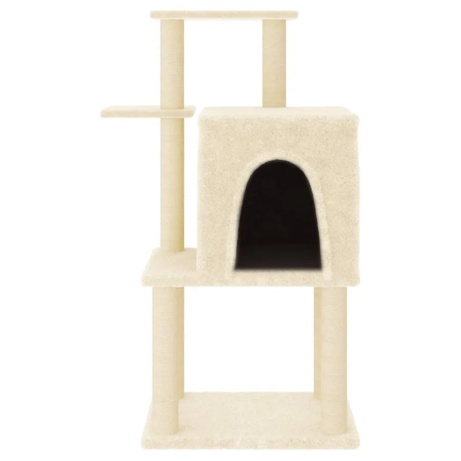 Arbre à chat avec griffoirs en sisal crème 97 cm - 3