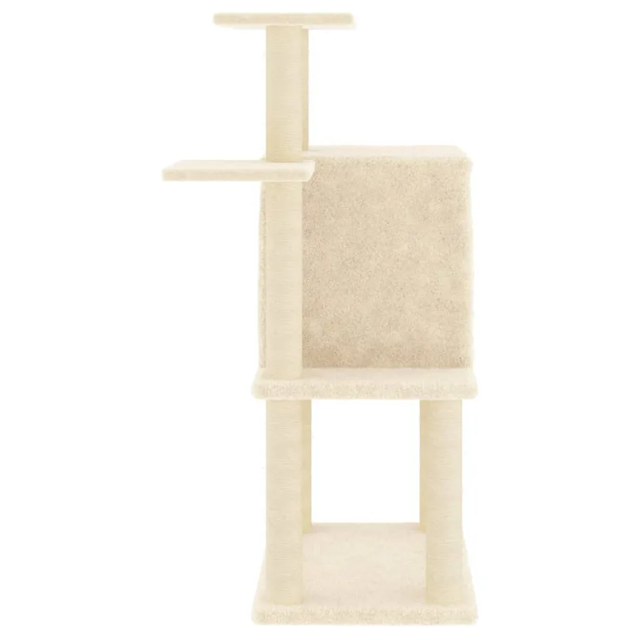 Arbre à chat avec griffoirs en sisal crème 97 cm - 4