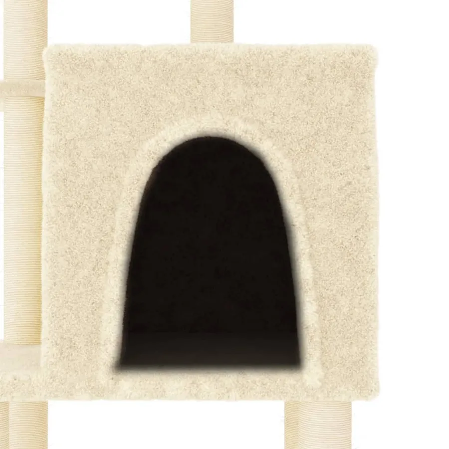 Arbre à chat avec griffoirs en sisal crème 97 cm - 5