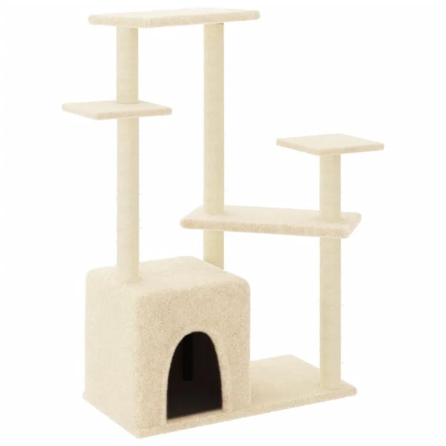 Arbre à chat avec griffoirs en sisal crème 107,5 cm - 2