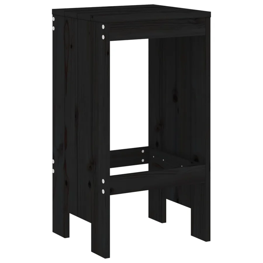 Ensemble de bar de jardin 5 pcs noir bois de pin massif - 4