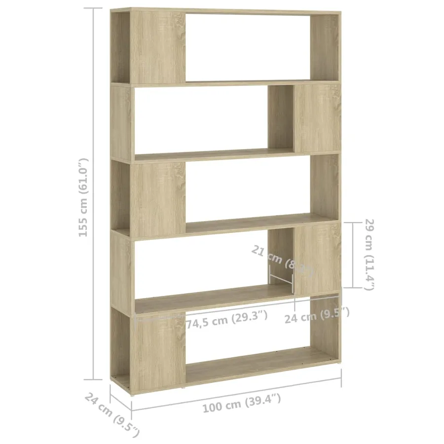 Bibliothèque/Séparateur de pièce Chêne sonoma Bois d'ingénierie - 7