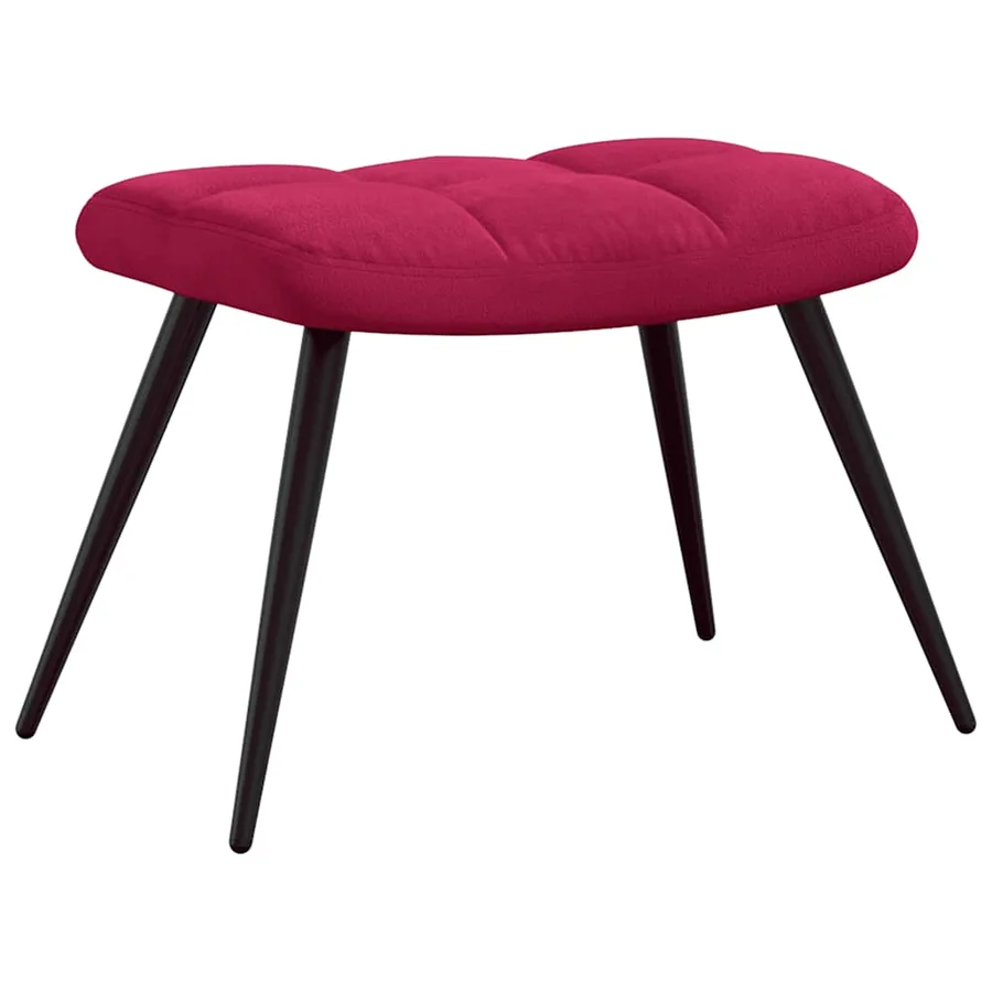 Chaise de relaxation avec tabouret Rouge bordeaux Velours - 7