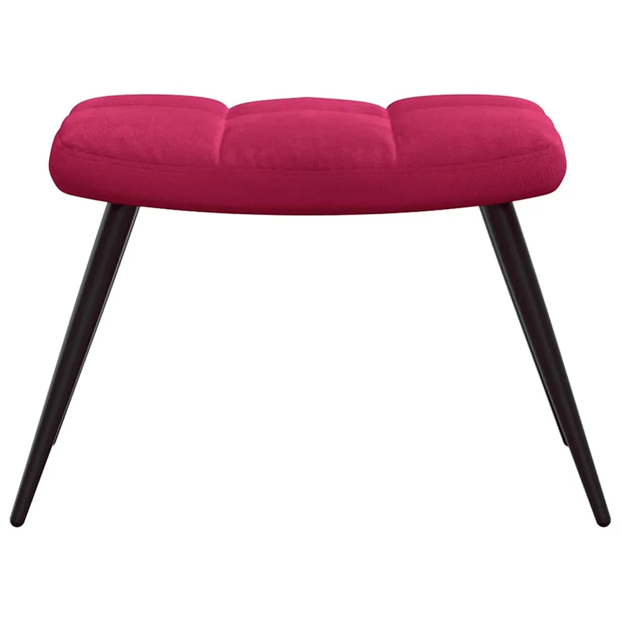 Chaise de relaxation avec tabouret Rouge bordeaux Velours - 8