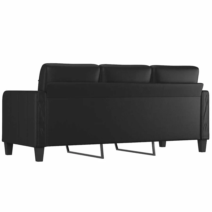 Canapé à 3 places Noir 180 cm Similicuir - 5