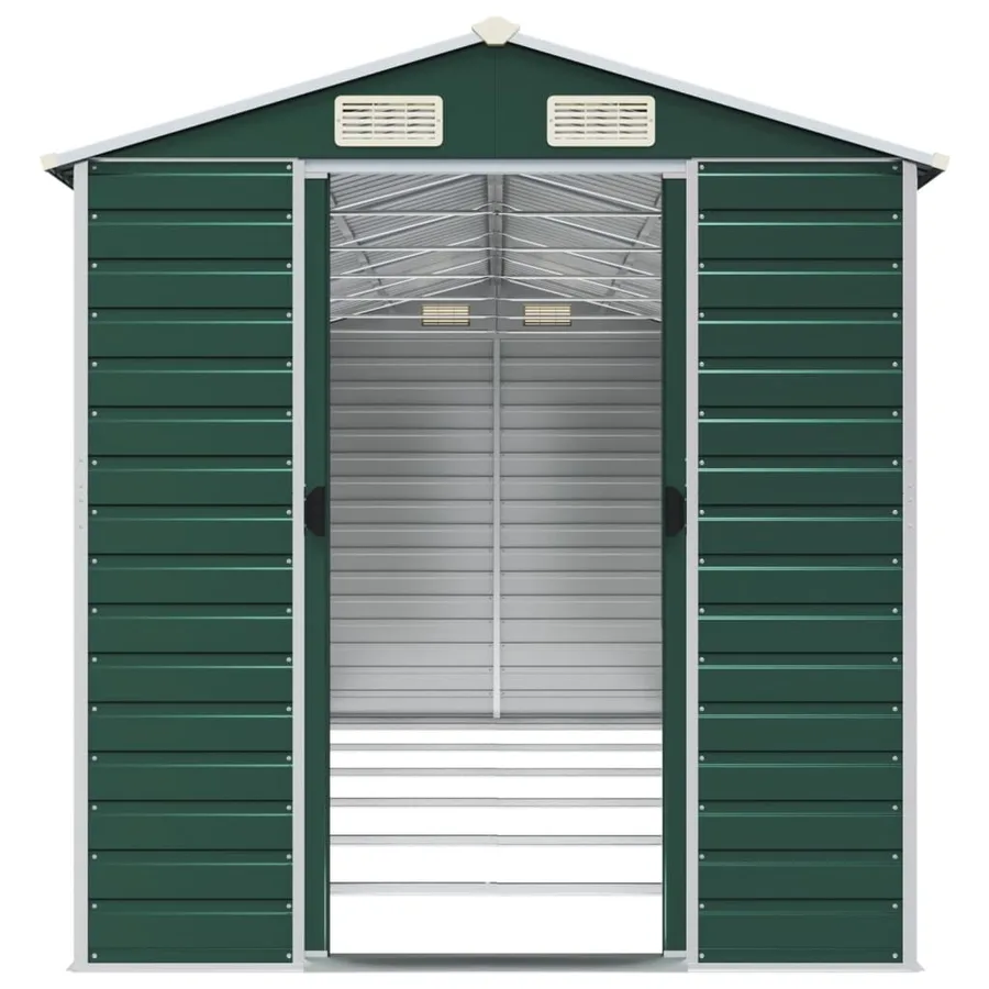 Abri de jardin vert 191x555x198 cm acier galvanisé - 5