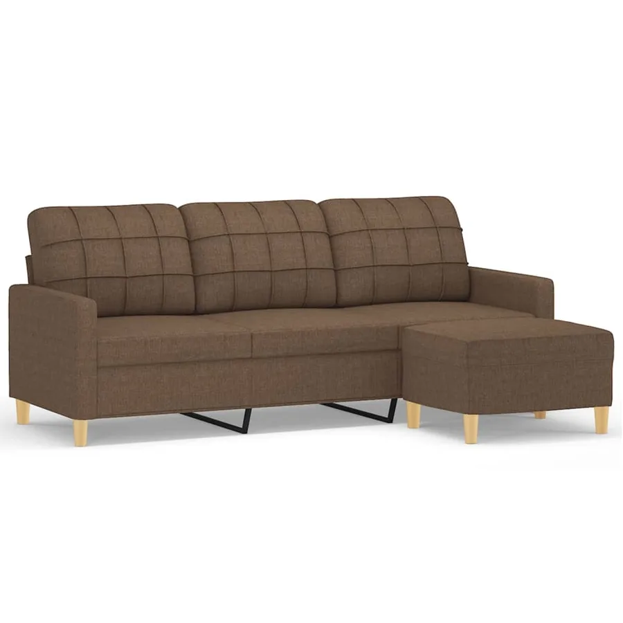 Canapé à 3 places avec repose-pieds Marron 180 cm Tissu - 2