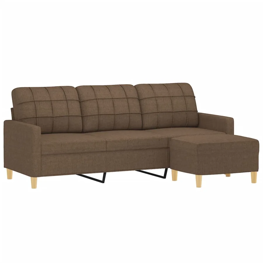 Canapé à 3 places avec repose-pieds Marron 180 cm Tissu - 3