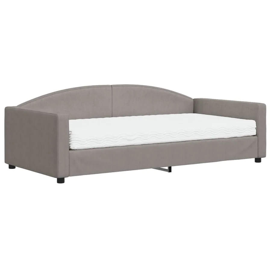 Lit de jour avec matelas taupe 100x200 cm tissu - 2