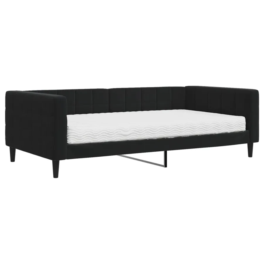 Lit de jour avec matelas noir 100x200 cm velours - 2