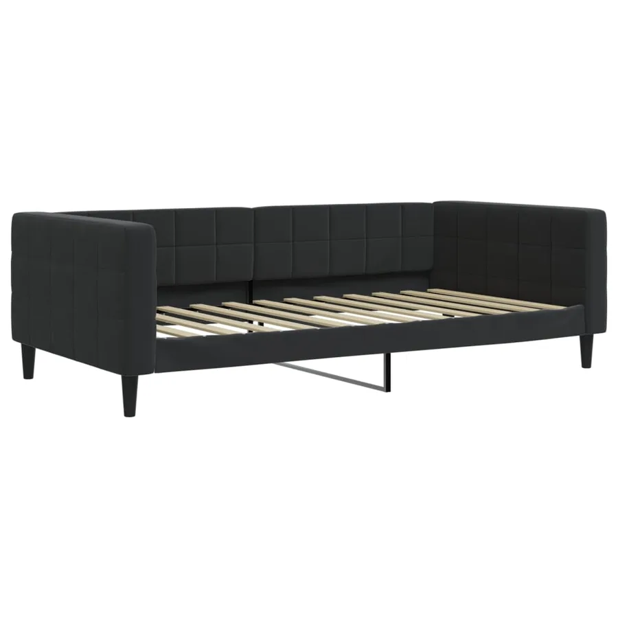 Lit de jour avec matelas noir 100x200 cm velours - 3