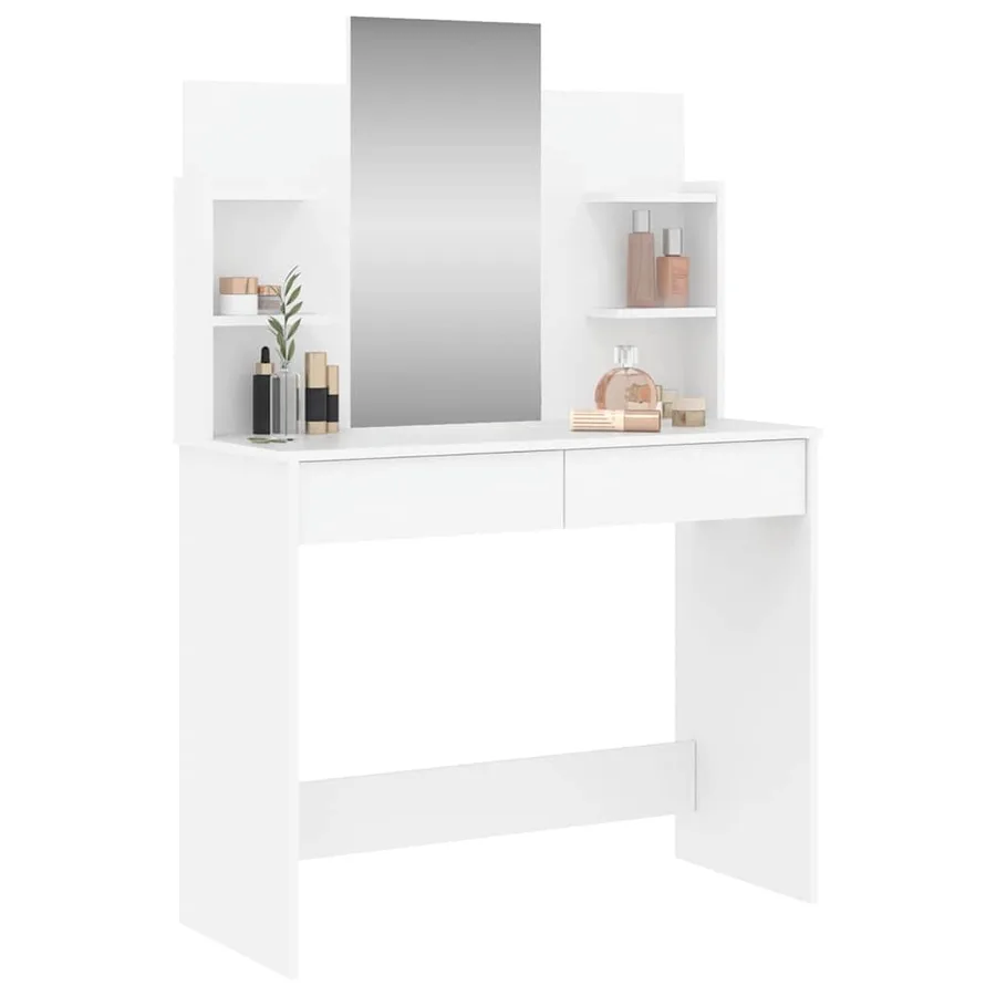 Coiffeuse avec miroir blanc 96x39x142 cm - 3