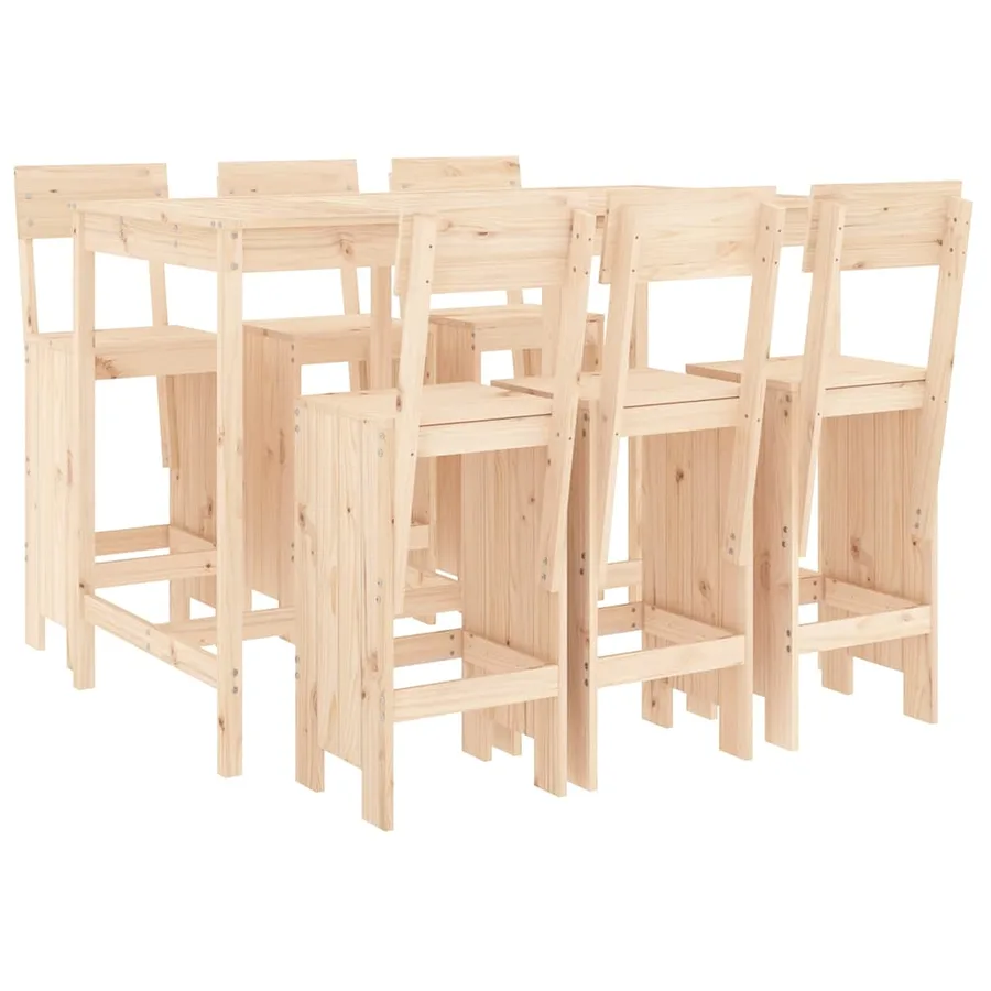 Ensemble de bar de jardin 7 pcs Bois de pin massif - 2