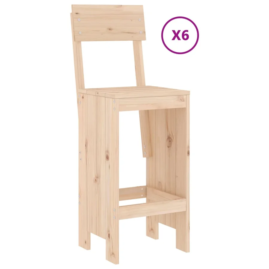 Ensemble de bar de jardin 7 pcs Bois de pin massif - 3