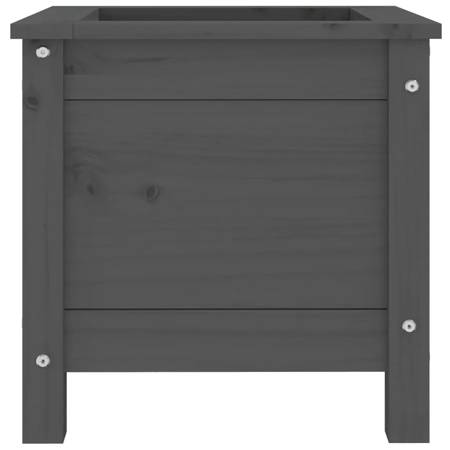 Jardinière gris 40x40x39 cm bois massif de pin - 5