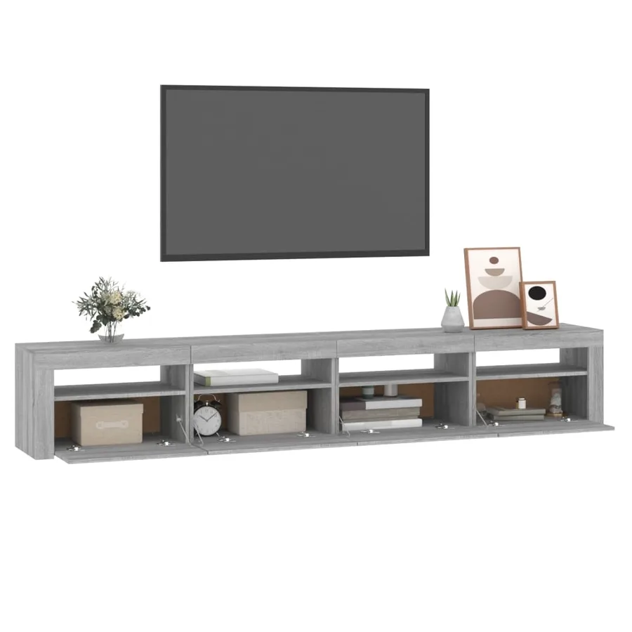 Meuble TV avec lumières LED Sonoma gris 240x35x40 cm - 11