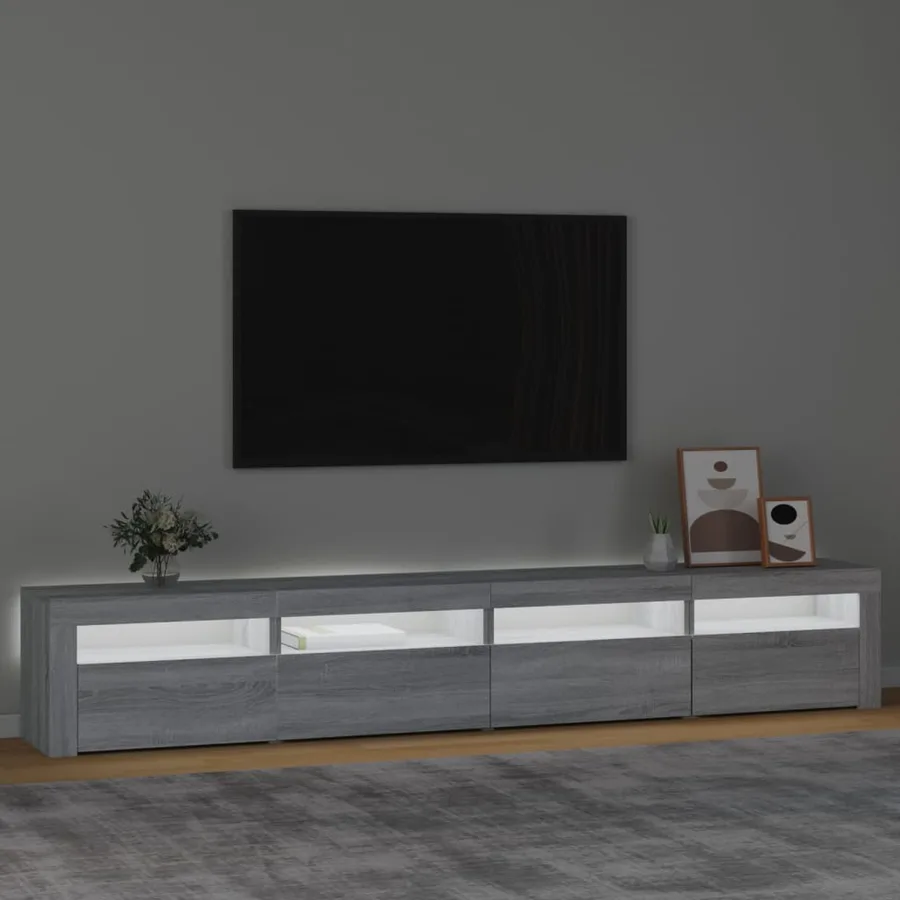 Meuble TV avec lumières LED Sonoma gris 240x35x40 cm - 3