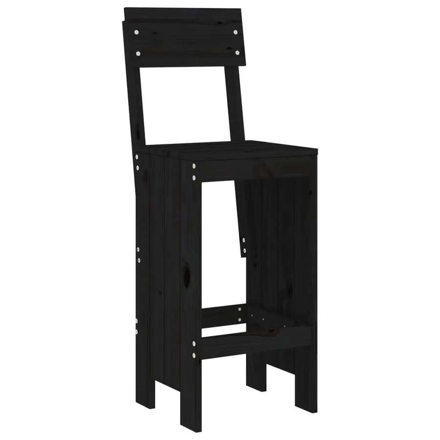 Ensemble de bar de jardin 3 pcs noir bois de pin massif - 4