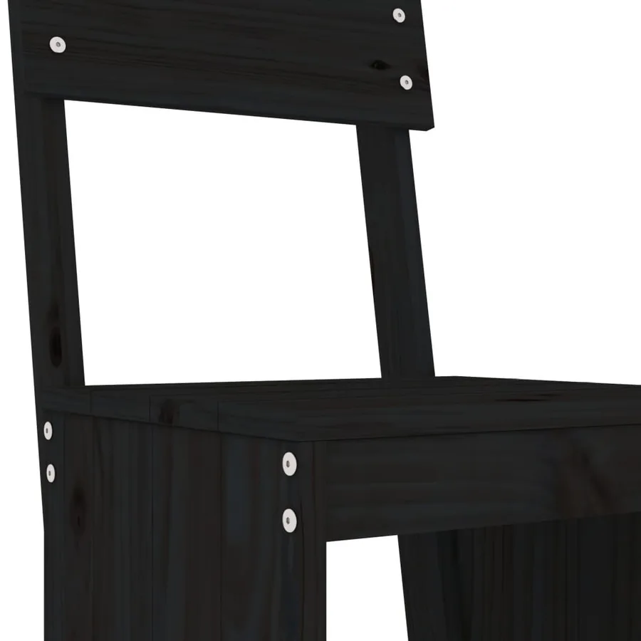 Ensemble de bar de jardin 3 pcs noir bois de pin massif - 5