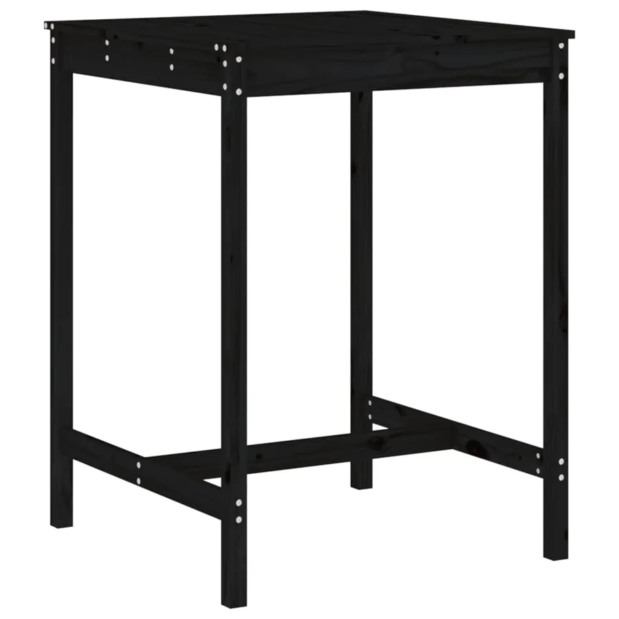Ensemble de bar de jardin 3 pcs noir bois de pin massif - 6