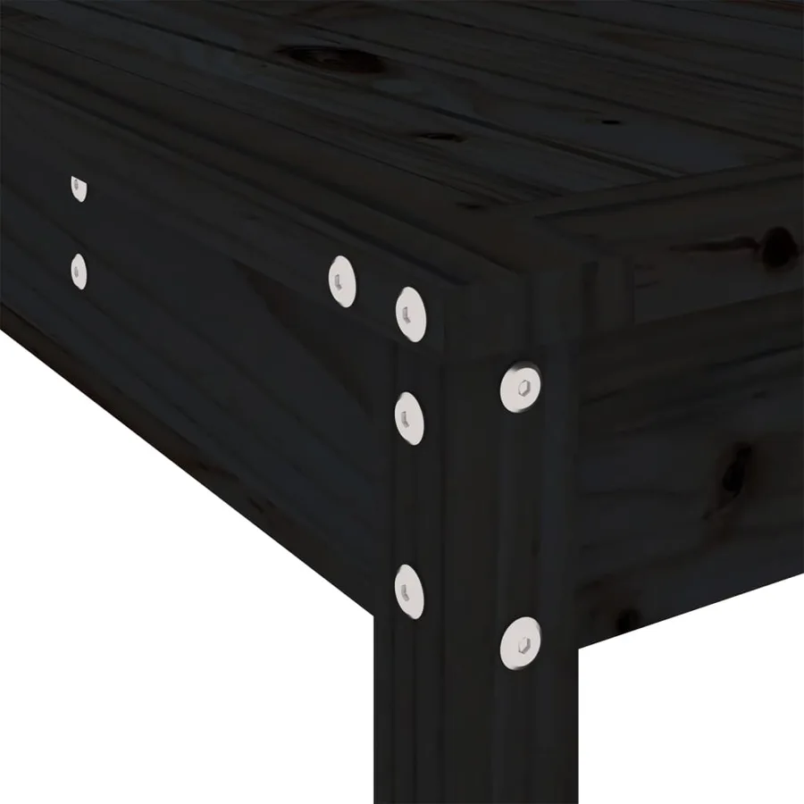 Ensemble de bar de jardin 3 pcs noir bois de pin massif - 7