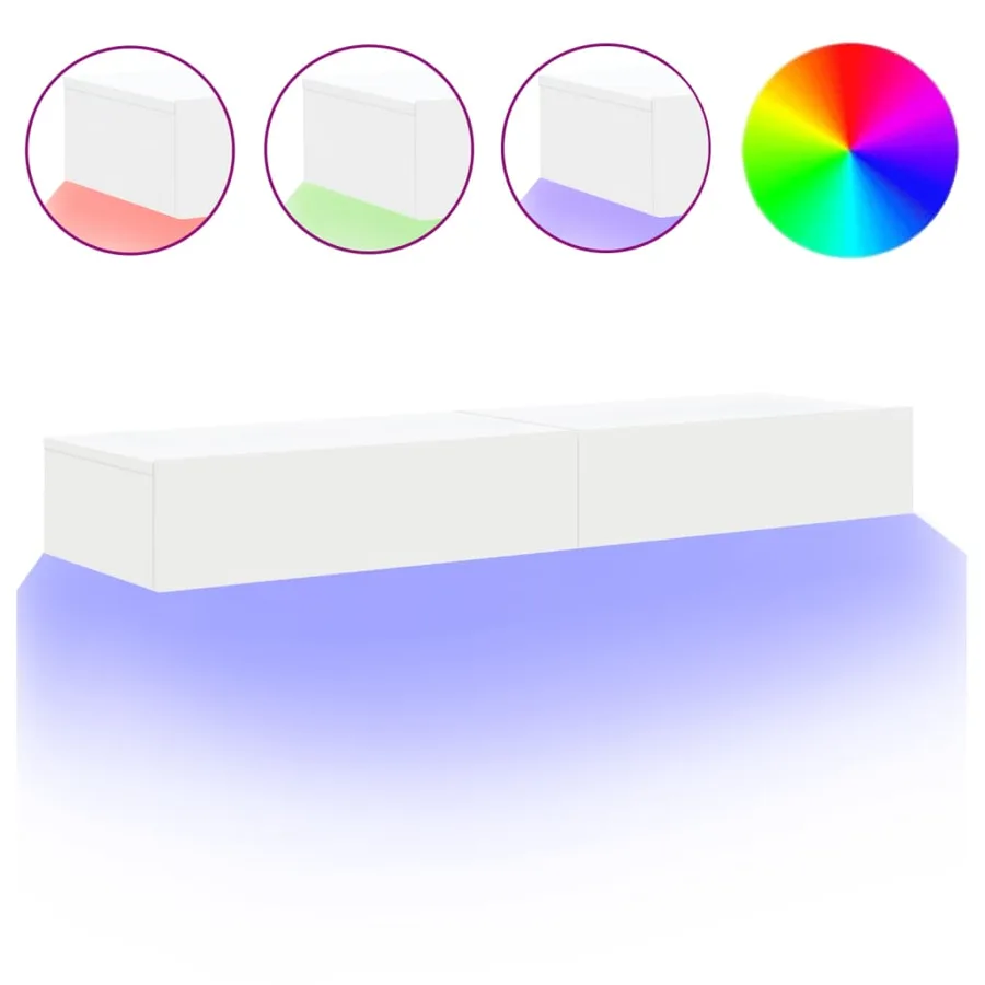Meubles TV avec éclairage LED 2 pcs blanc 60x35x15,5 cm - 2