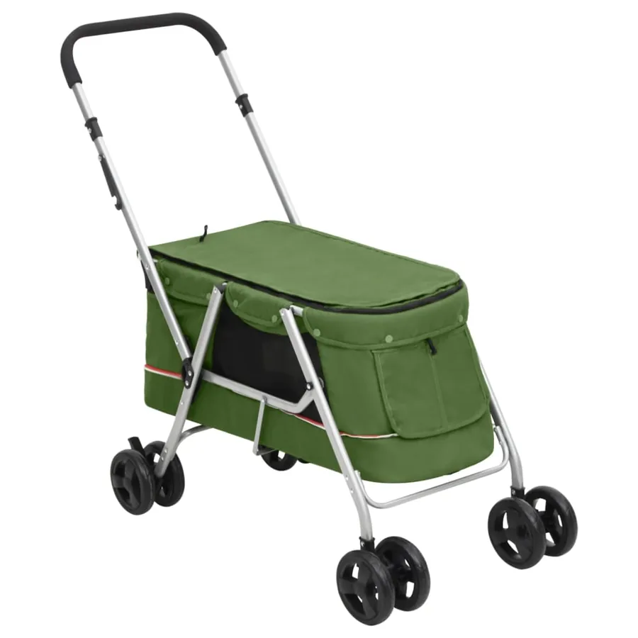 Poussette pour chien pliante Vert 100x49x96 cm Tissu de lin