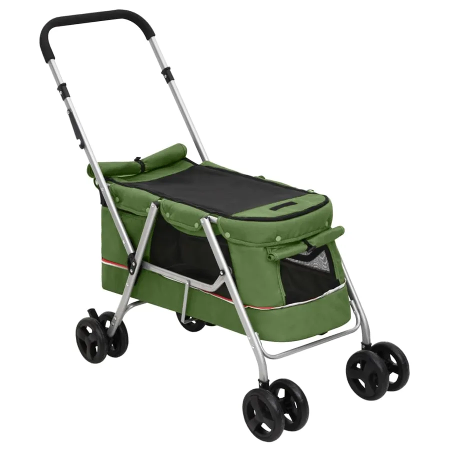 Poussette pour chien pliante Vert 100x49x96 cm Tissu de lin - 3