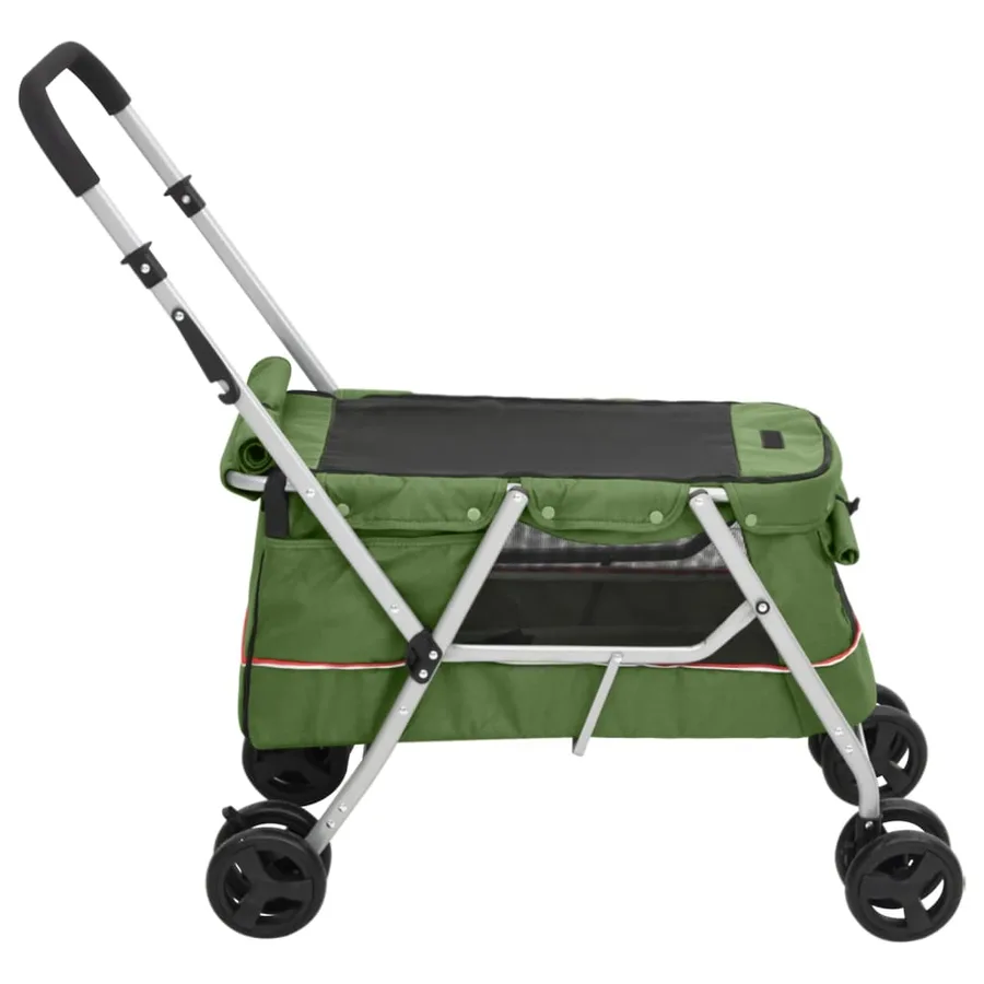 Poussette pour chien pliante Vert 100x49x96 cm Tissu de lin - 5
