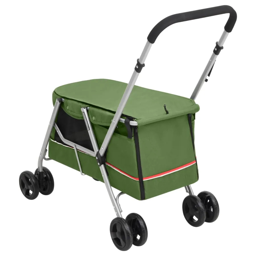 Poussette pour chien pliante Vert 100x49x96 cm Tissu de lin - 6