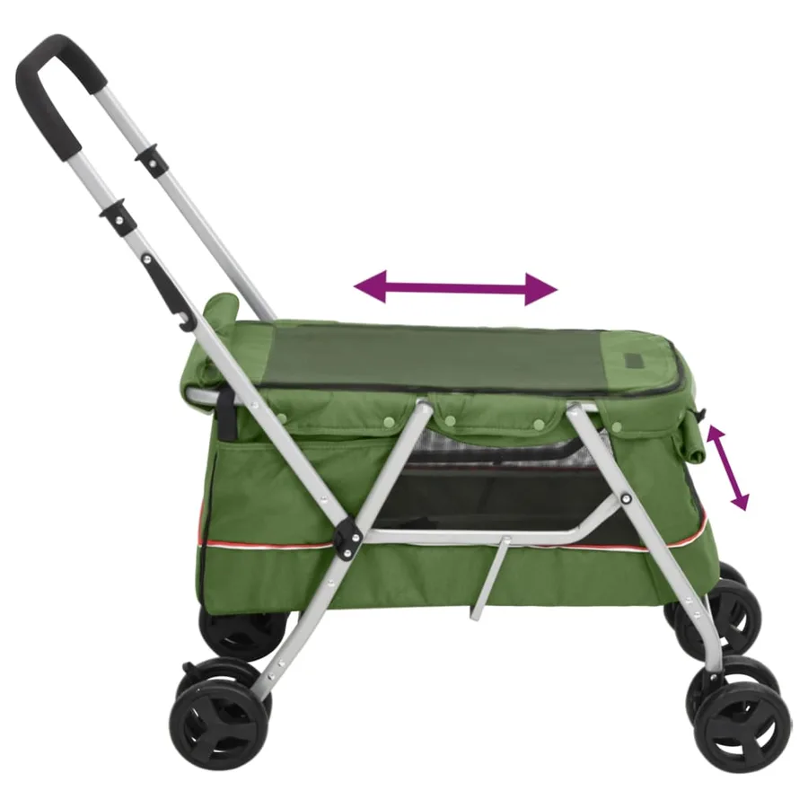 Poussette pour chien pliante Vert 100x49x96 cm Tissu de lin - 7