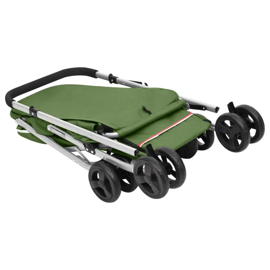 Poussette pour chien pliante Vert 100x49x96 cm Tissu de lin - 8