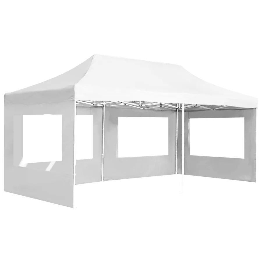 Tente de réception pliable avec parois Aluminium 6 x 3 m Blanc - 2