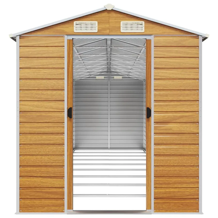 Abri de jardin marron clair 191x810x198 cm acier galvanisé - 5