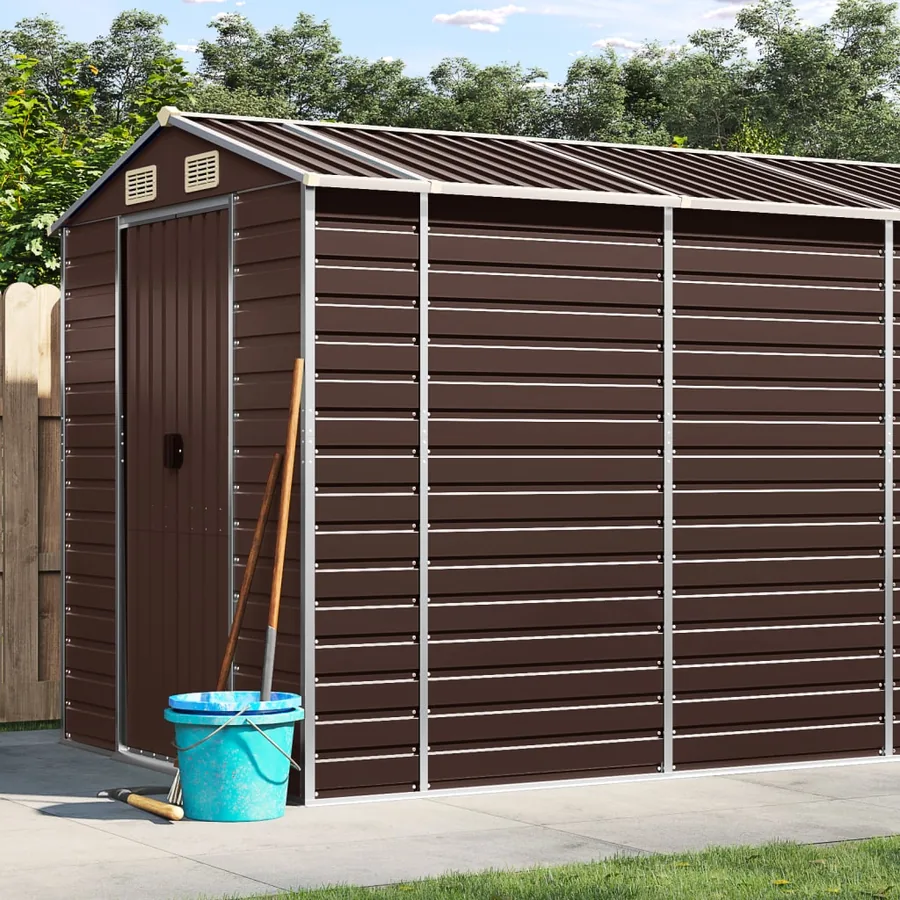 Abri de jardin marron 191 x 555 x 198 cm en acier galvanisé