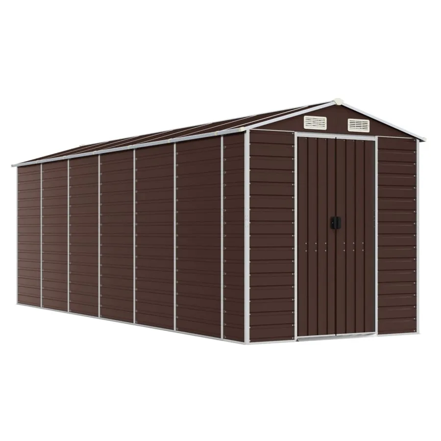 Abri de jardin marron 191 x 555 x 198 cm en acier galvanisé - 2