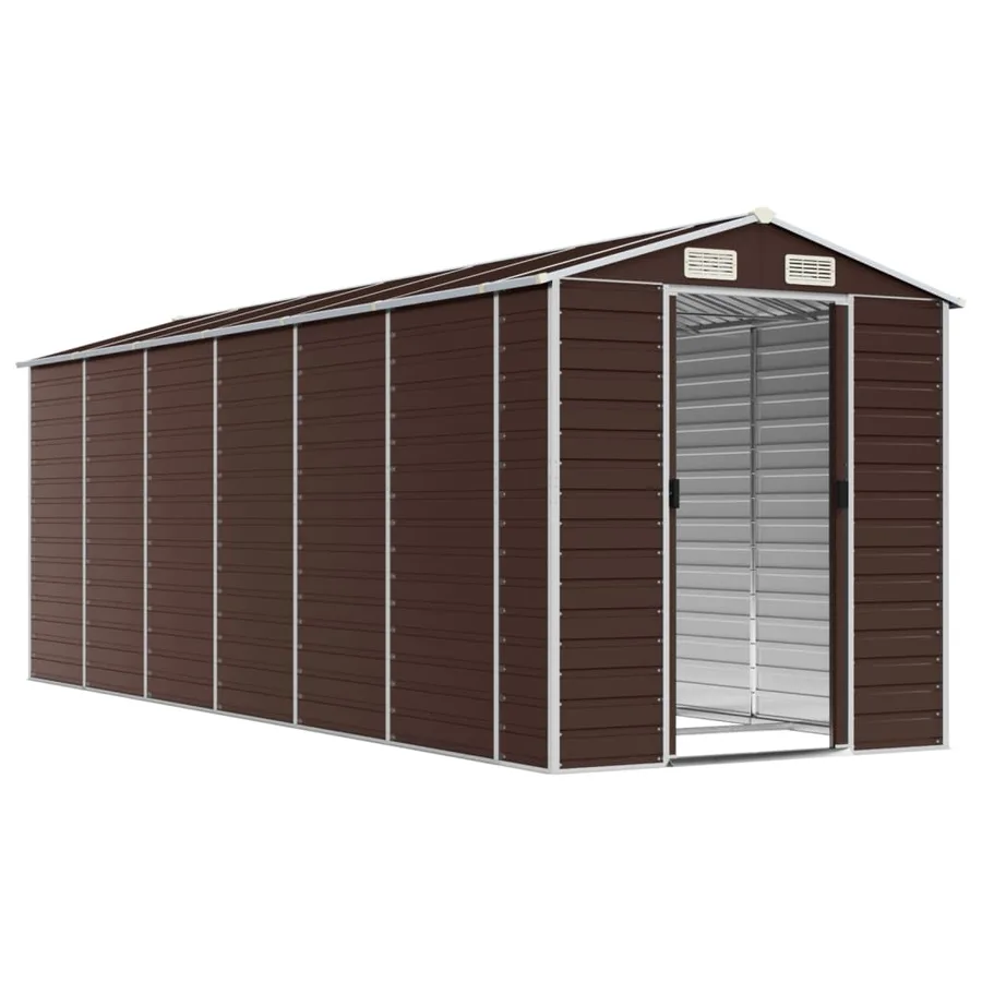 Abri de jardin marron 191 x 555 x 198 cm en acier galvanisé - 3