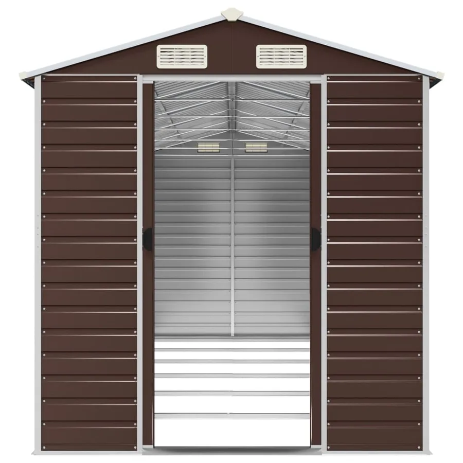 Abri de jardin marron 191 x 555 x 198 cm en acier galvanisé - 5