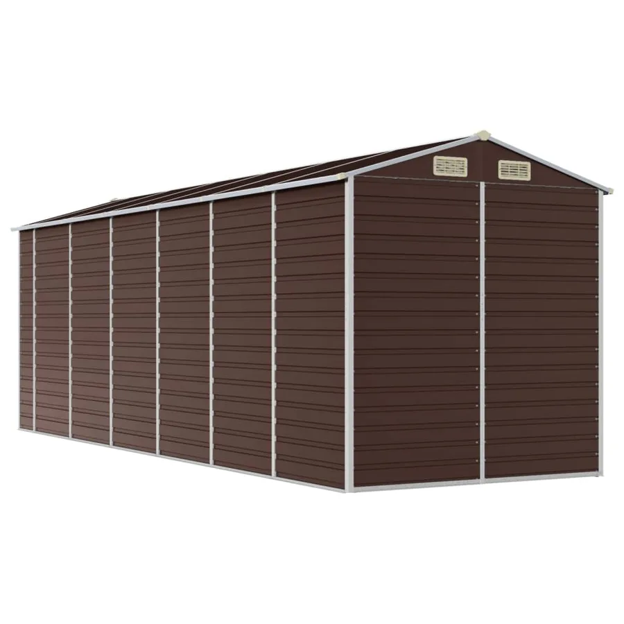 Abri de jardin marron 191 x 555 x 198 cm en acier galvanisé - 7