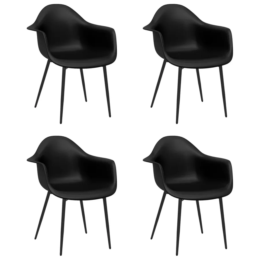 Chaises à manger lot de 4 noir PP - 2
