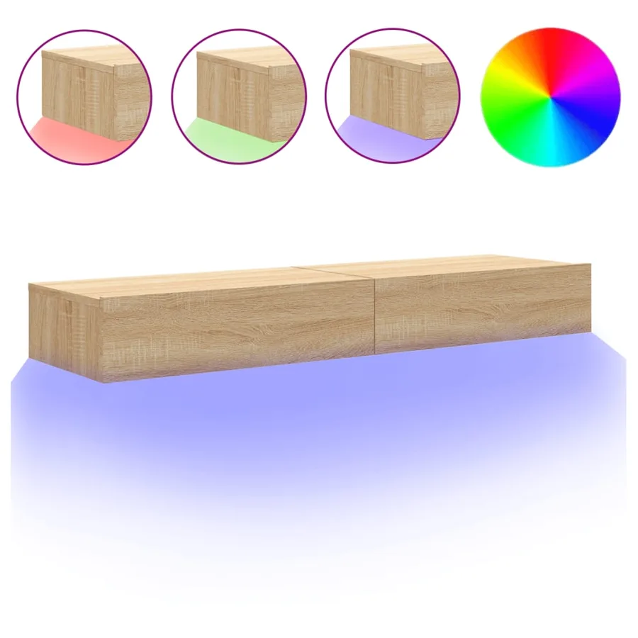 Meubles TV avec éclairage LED 2 pcs chêne sonoma 60x35x15,5 cm - 2