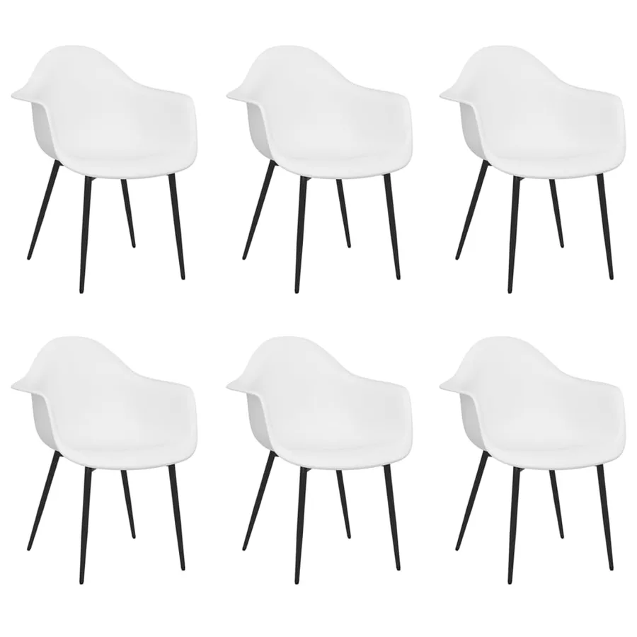 Chaises à manger lot de 6 blanc PP - 2