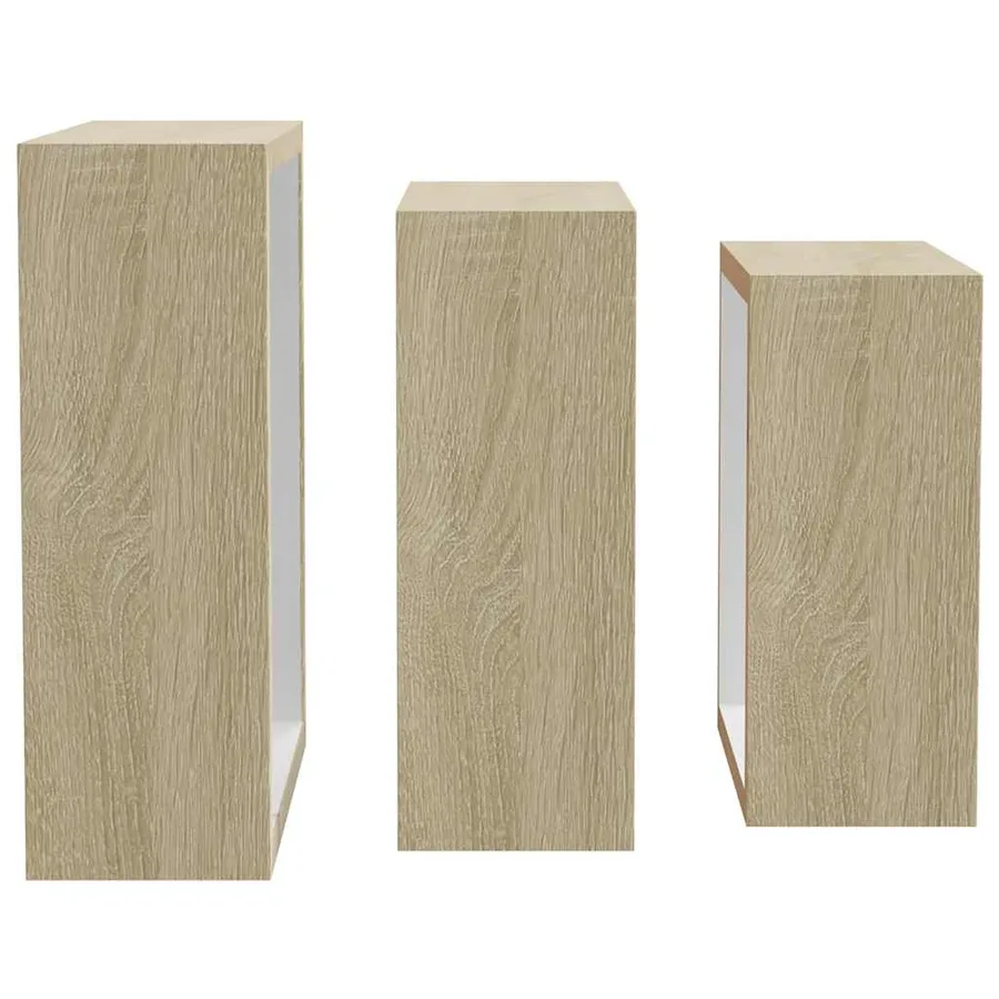 Étagères murales sous forme de cube 3 pcs Blanc et chêne sonoma - 6