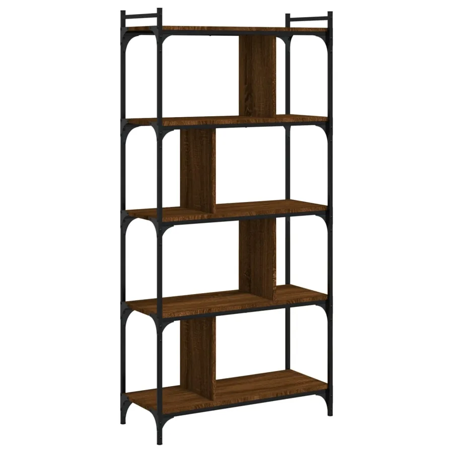 Bibliothèque 5 niveaux chêne brun 76x32x158cm bois d'ingénierie - 2