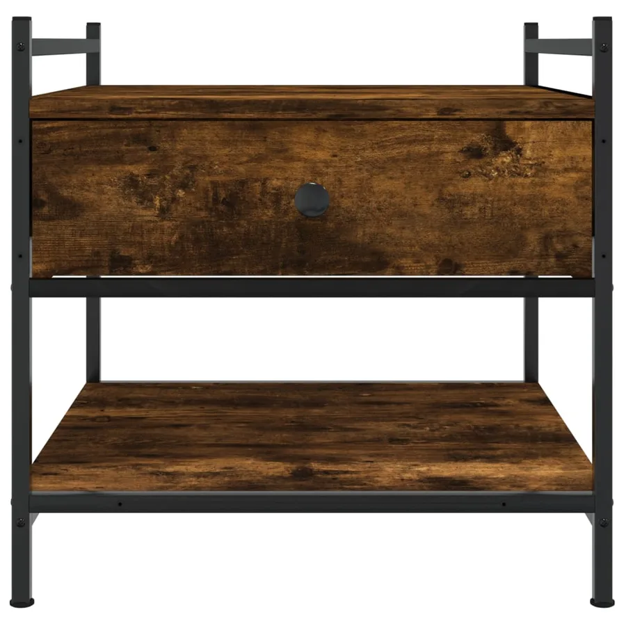 Table basse chêne fumé 50x50x50 cm bois d'ingénierie - 6