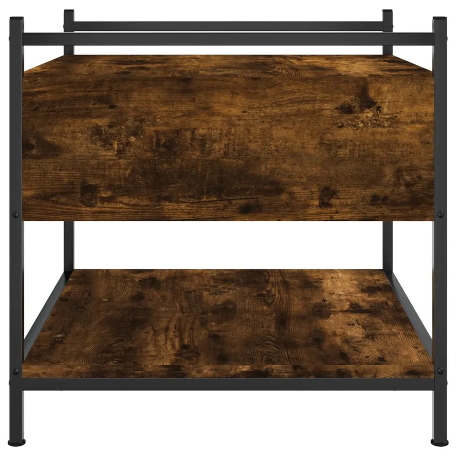 Table basse chêne fumé 50x50x50 cm bois d'ingénierie - 7