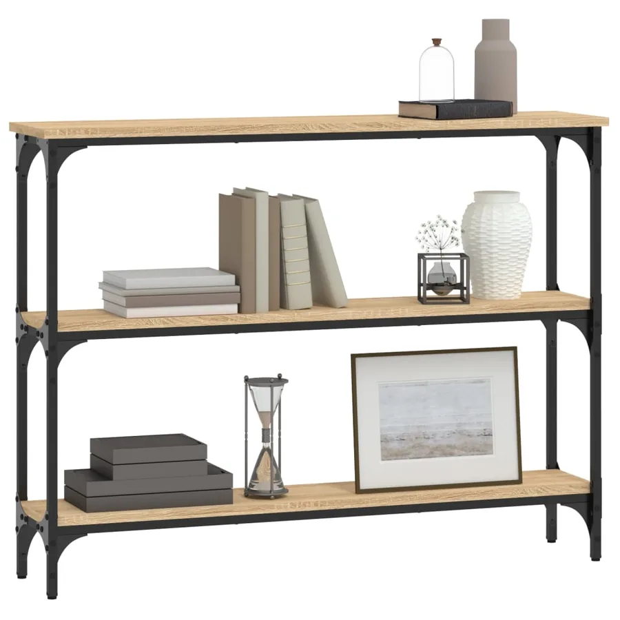 Table console chêne sonoma 100x22,5x75 cm bois d'ingénierie - 3