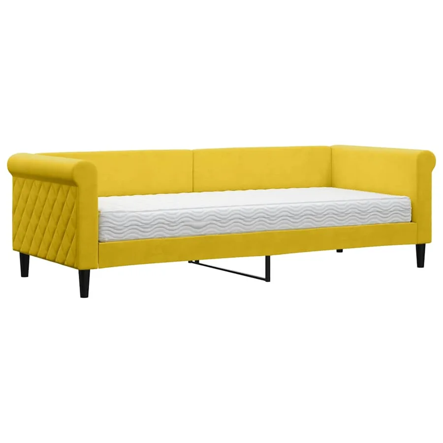 Lit de jour avec matelas jaune 80x200 cm velours - 2