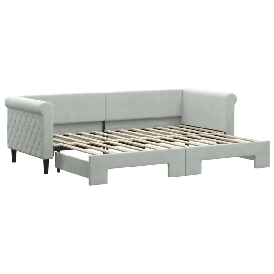 Lit de jour avec gigogne sans matelas gris clair 80x200 cm - 2