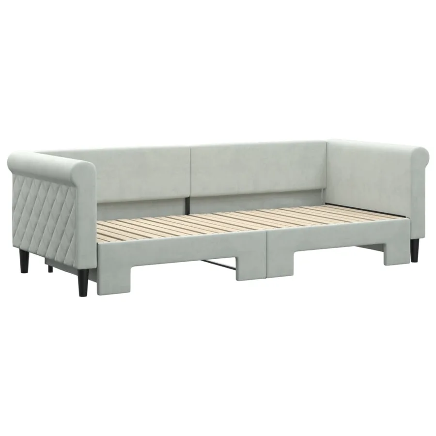 Lit de jour avec gigogne sans matelas gris clair 80x200 cm - 3